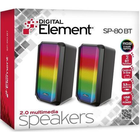 Ηχεία Υπολογιστή Element SP-80BT RGB Bluetooth/AUX/3.5mm 5W black